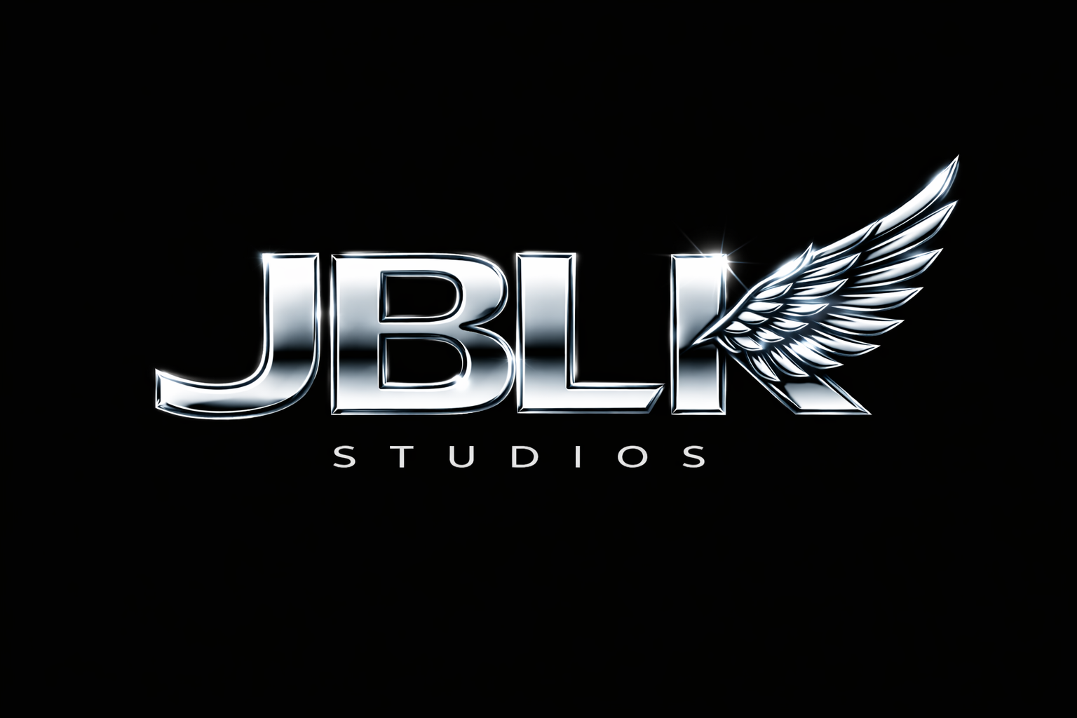 JBLK Studios chrome winged logo